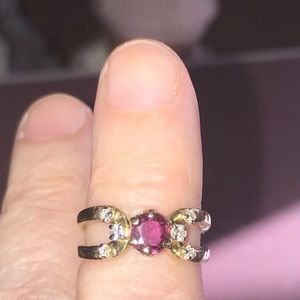 Solid 14K Gold Ruby Ring sz 4.75